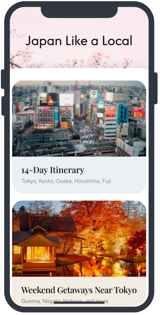 Japan Like a Local App - Itineraries